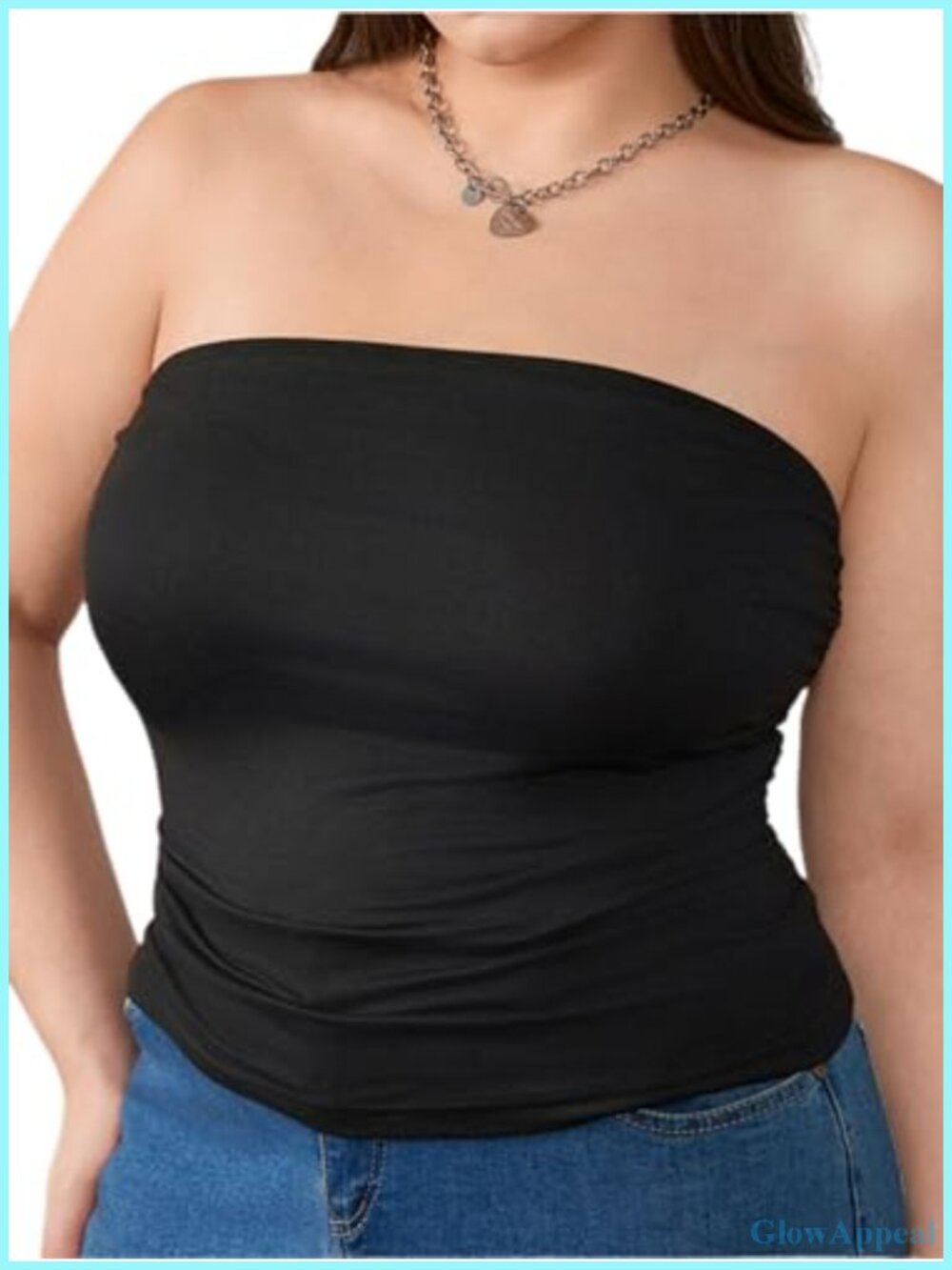 Plus Size Strapless Ruched Crop Tube Top Knitted Slim Fit